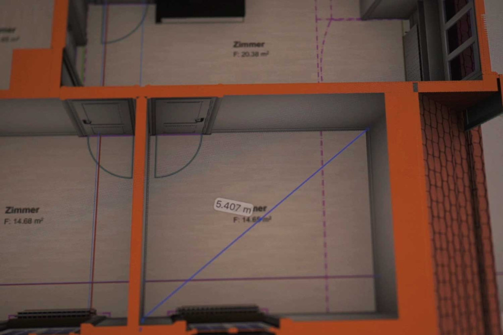 BIMx courte vidéo, mesures à partir d'un modèle 3D sur tablette, HMQ AG