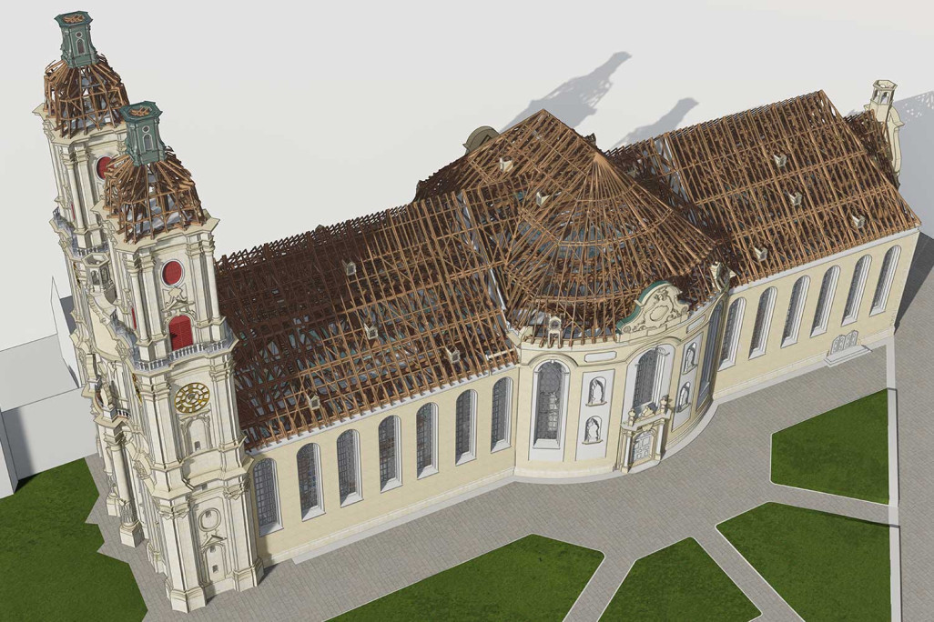Saint-Gall SG, cathédrale et quartier de l'abbaye, UNESCO Mesure 3D du bâtiment, HMQ AG