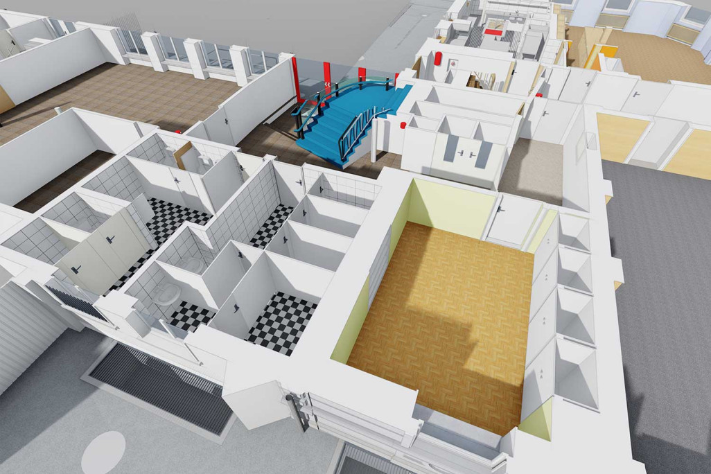 Modèle CAO 3D issu du relevé du bâtiment, plan 3D, HMQ AG