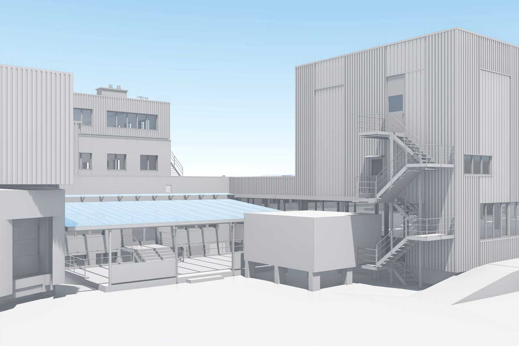 Industrie, modèle CAO 3D issu d'un relevé topographique, HMQ AG