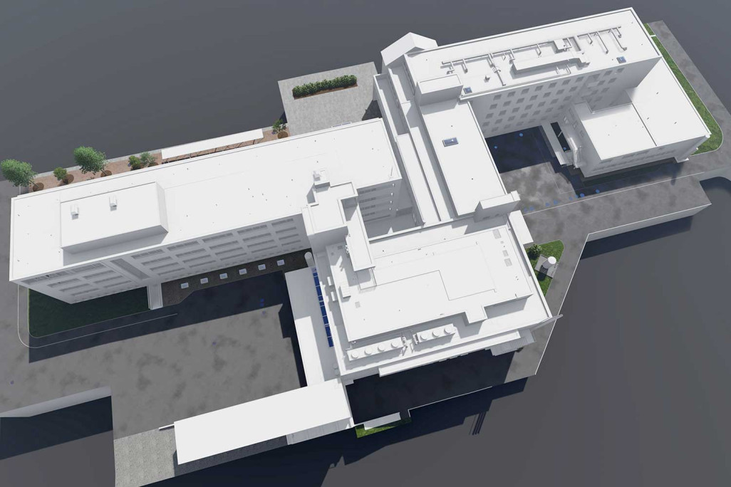 Hôpital de Bülach, modélisation CAO 3D à partir du relevé du bâtiment, HMQ AG