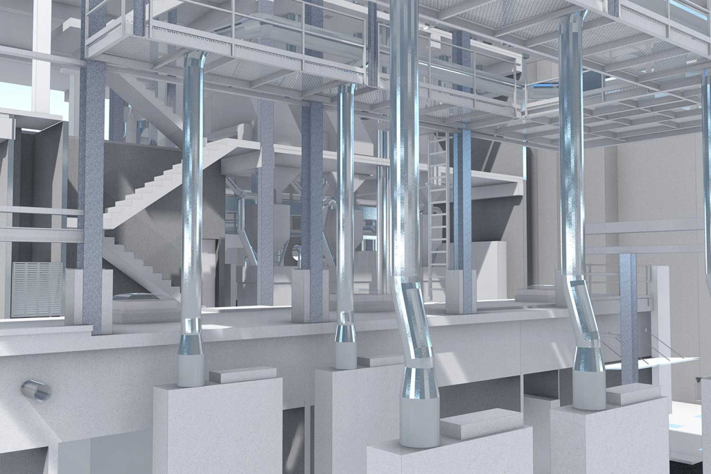 Modèle CAO 3D, installation industrielle, HMQ AG
