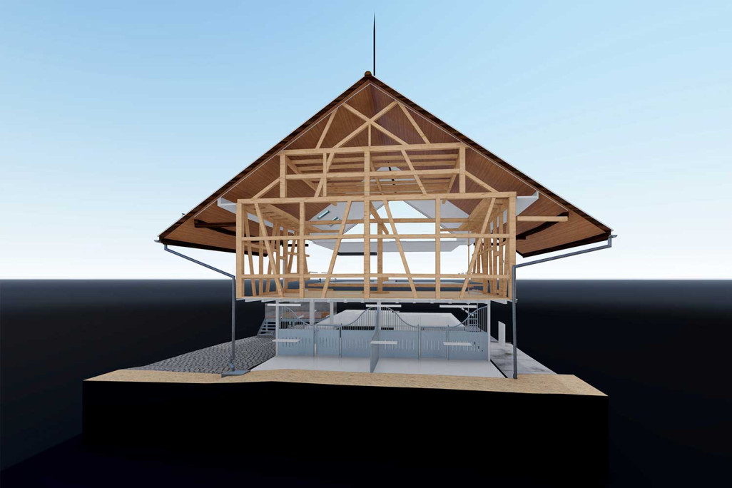Relevé du bâtiment, étable 3D avec structure porteuse, HMQ AG