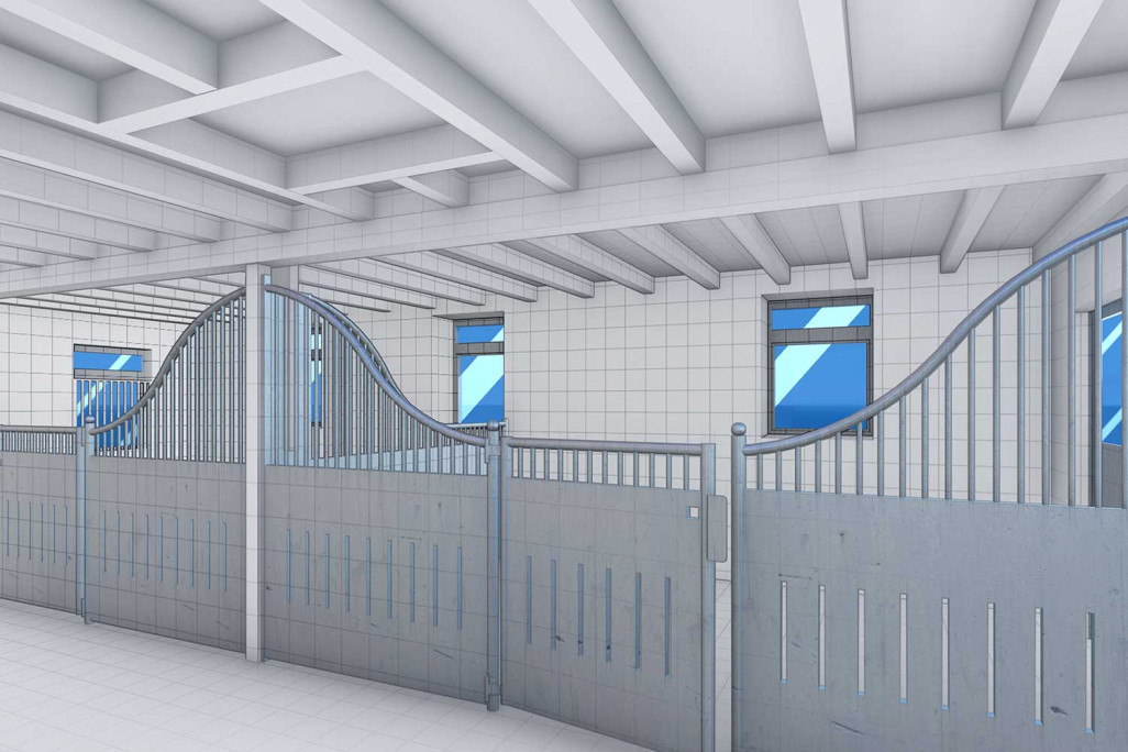 Relevé du bâtiment, boxes pour chevaux, écurie en 3D, HMQ AG