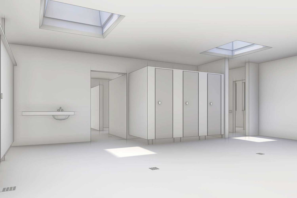 Modèle 3D vestiaire, Frick Vitamare en Argovie, HMQ AG