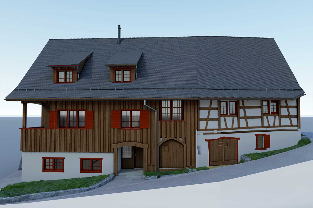 Modèle 3D issu du relevé du bâtiment, HMQ AG