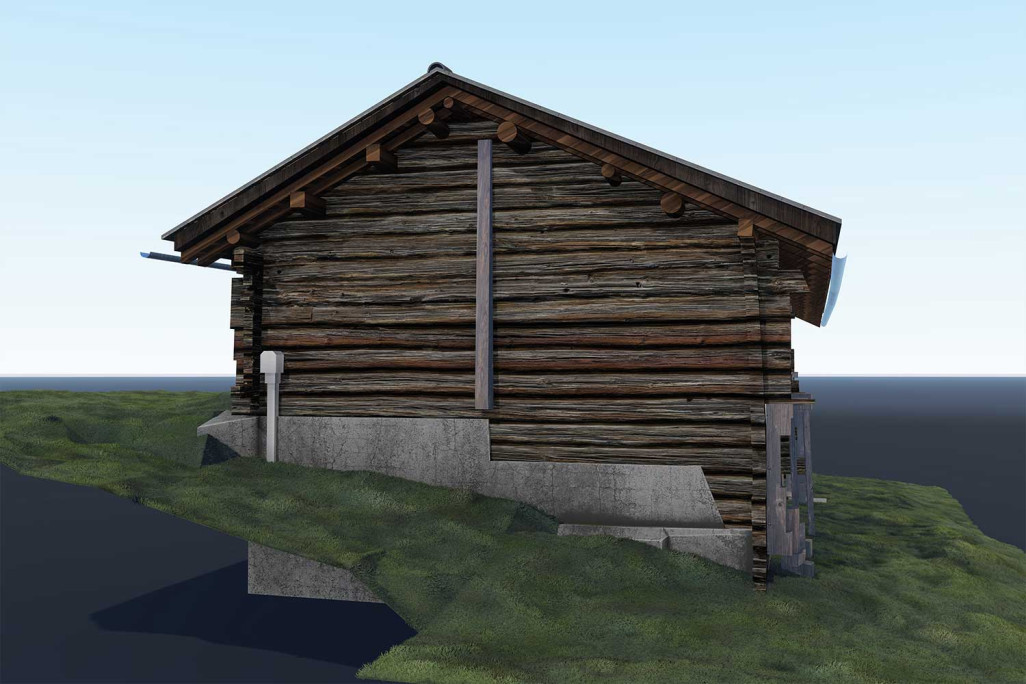 Avers GR, relevé du bâtiment, vue en 3D