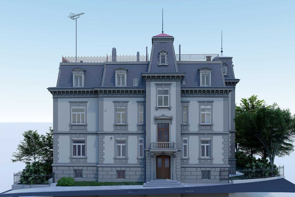 Villa Wiesental à Saint-Gall, modèle 3D issu du relevé du bâtiment, HMQ AG