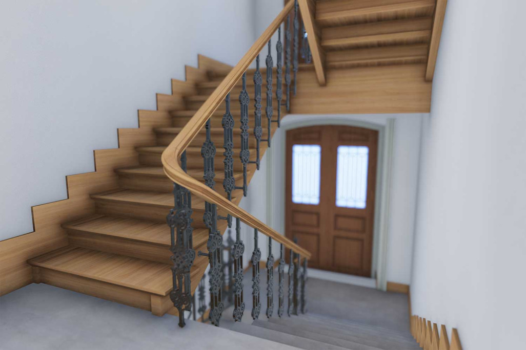 Villa Wiesental à Saint-Gall, modélisation 3D de la cage d'escalier, HMQ AG