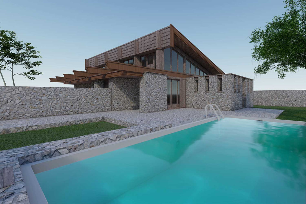 Relevé de bâtiment au Tessin, modèle 3D d'une maison de vacances, HMQ AG