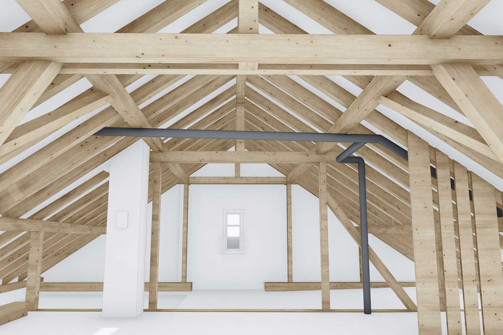 Bever dans les Grisons, relevé de bâtiment 3D du grenier, HMQ AG