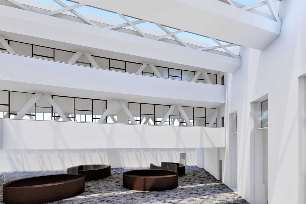 Modèle 3D, hall d'accueil de la Graubündner Kantonalbank, HMQ AG