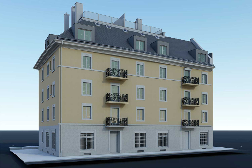 Modèle 3D ArchiCAD à partir du relevé du bâtiment, HMQ AG