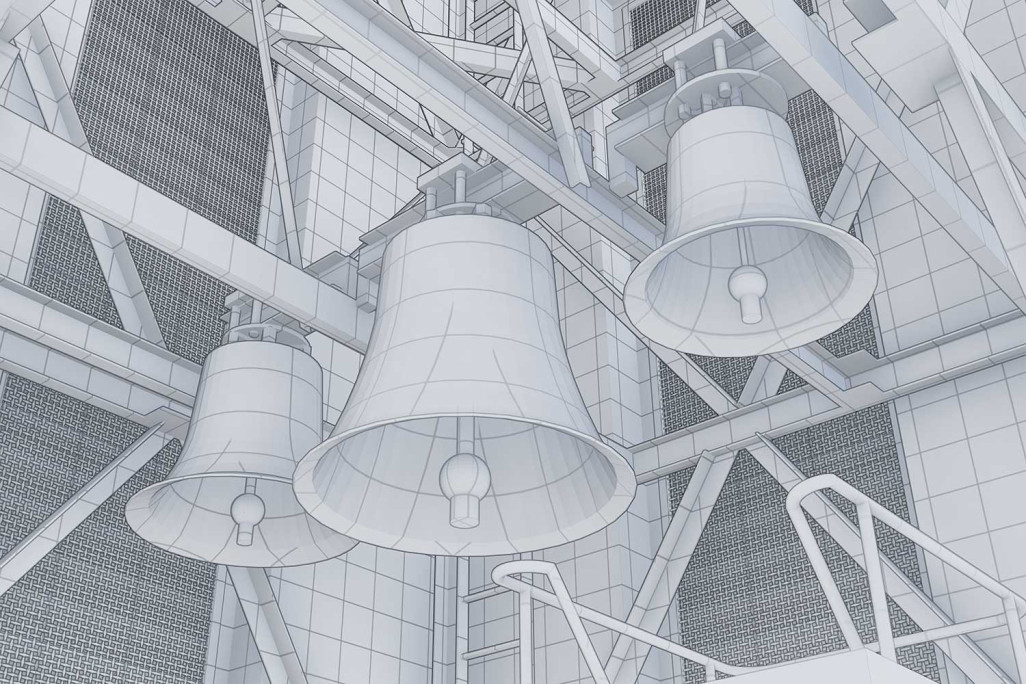 Modélisation 3D du clocher et de la maison paroissiale Oekolampad à Bâle, HMQ AG