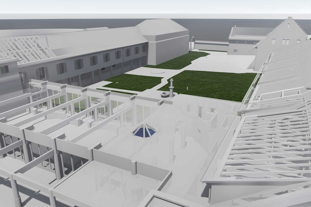 Hôtel thermal dans le parc, Schinznach-Bad, modèle 3D issu du relevé du bâtiment, HMQ AG