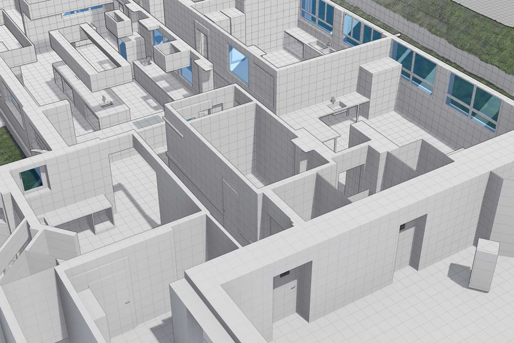 Hôtel thermal dans le parc, Schinznach-Bad, plan 3D issu du relevé du bâtiment, HMQ AG