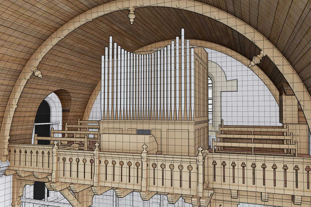 Berne, chapelle Modèle 3D, orgue, HMQ AG
