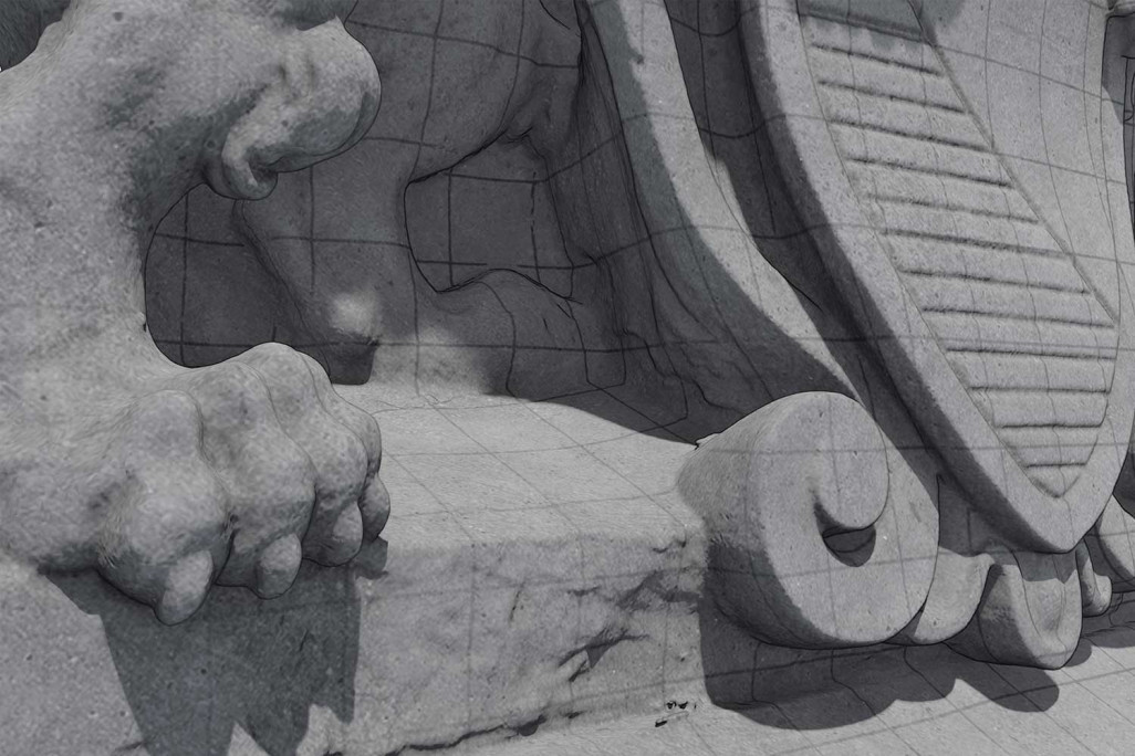 Zurich, détail du lion en 3D, HMQ AG