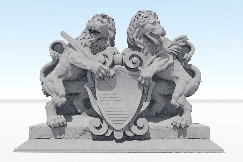 Zurich, blason 3D avec lion, HMQ AG