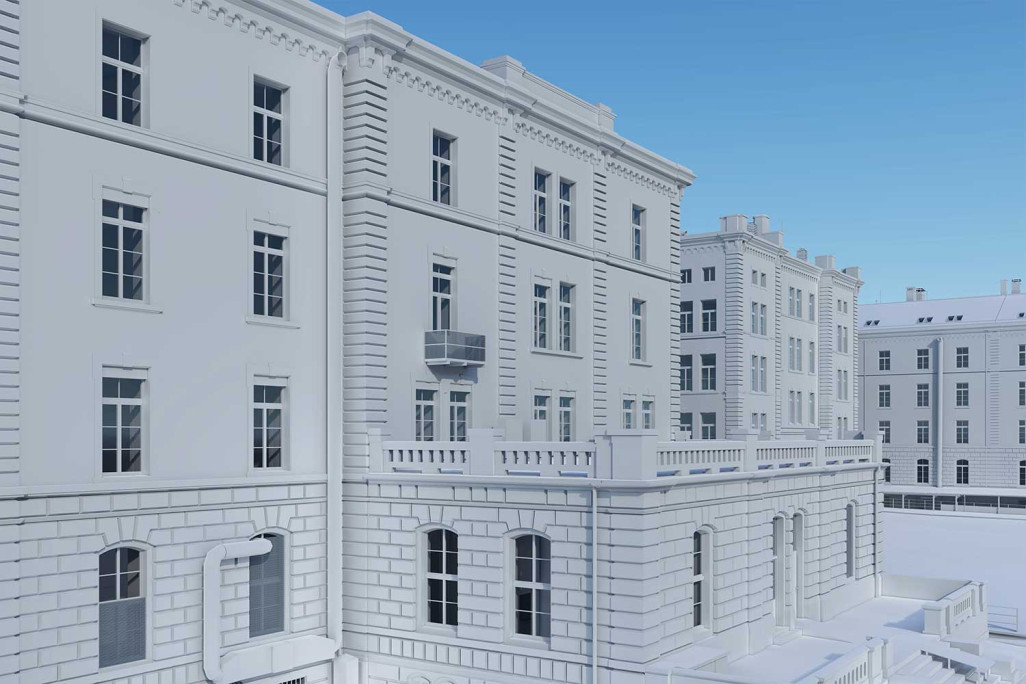 Zurich ZH, caserne militaire, modèle 3D, HMQ AG
