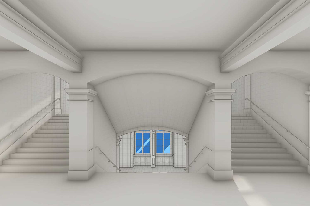 Zurich ZH, caserne militaire, modèle 3D cage d'escalier, HMQ AG