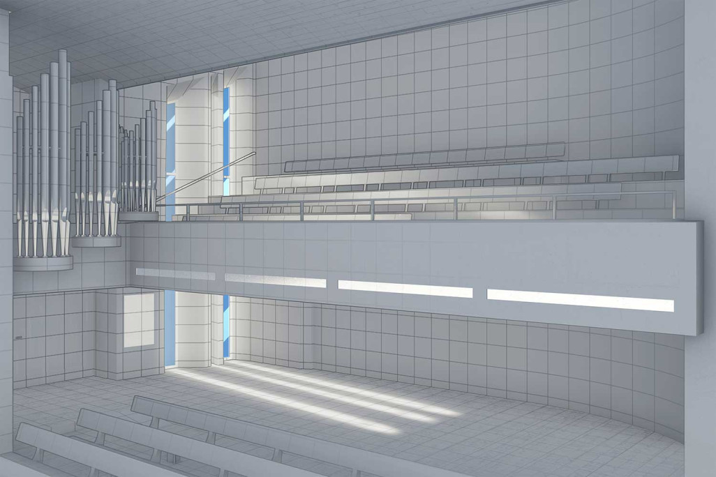 Urtenen BE, modèle 3D de la tribune d'église, HMQ AG