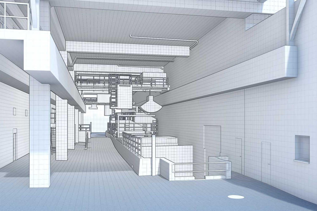 Zurich, centrale thermique de Hagenholz, modèle 3D du passage, HMQ AG