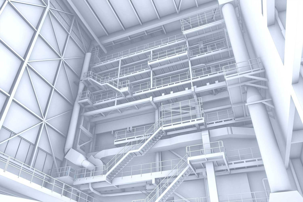 Zurich, centrale thermique de Hagenholz, modèle 3D du bâtiment de combustion, HMQ AG