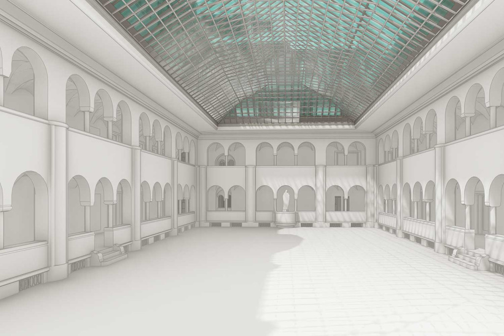 Modèle 3D issu du relevé du bâtiment, Theresianum Ingenbohl Atrium, HMQ AG