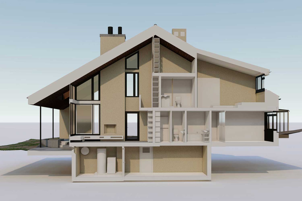 Greifensee ZH, mesure de bâtiment en coupe 3D, HMQ AG