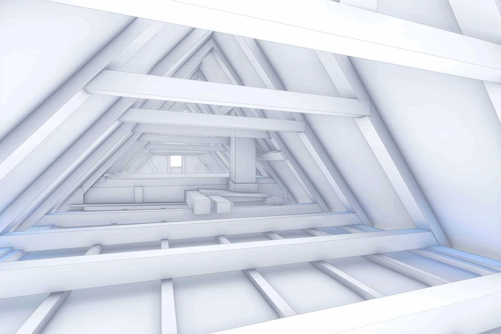 Structure porteuse en 3D issue du relevé du bâtiment, HMQ AG