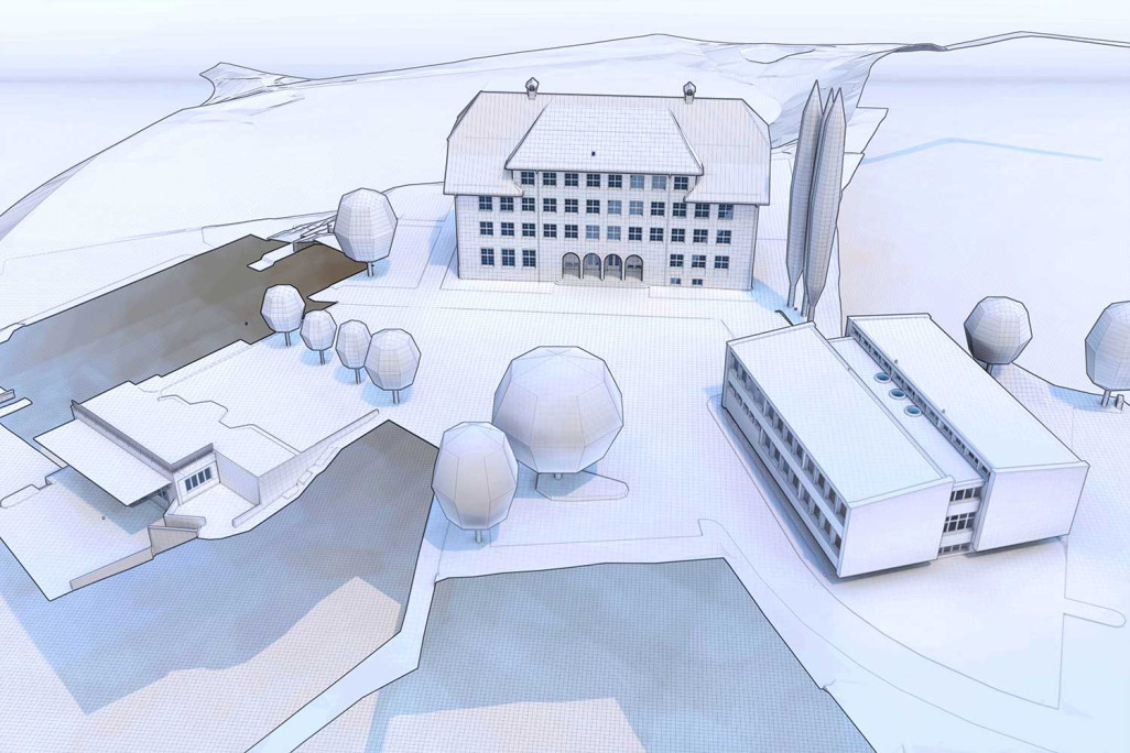 Lucerne, école de Littau, maquette 3D du complexe scolaire, HMQ AG