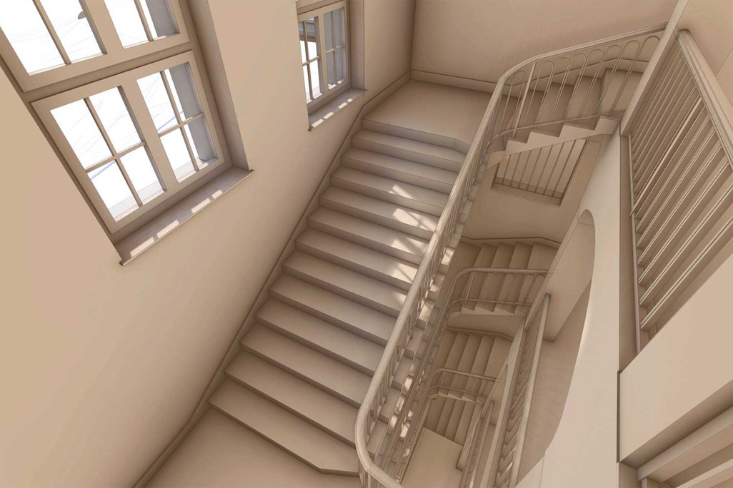 Lucerne, école Littau, modèle 3D de la cage d'escalier, HMQ AG