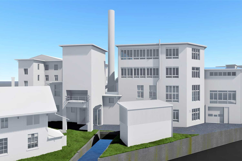 Relevé de bâtiment, usine à Wetzikon ZH, modèle 3D, HMQ AG
