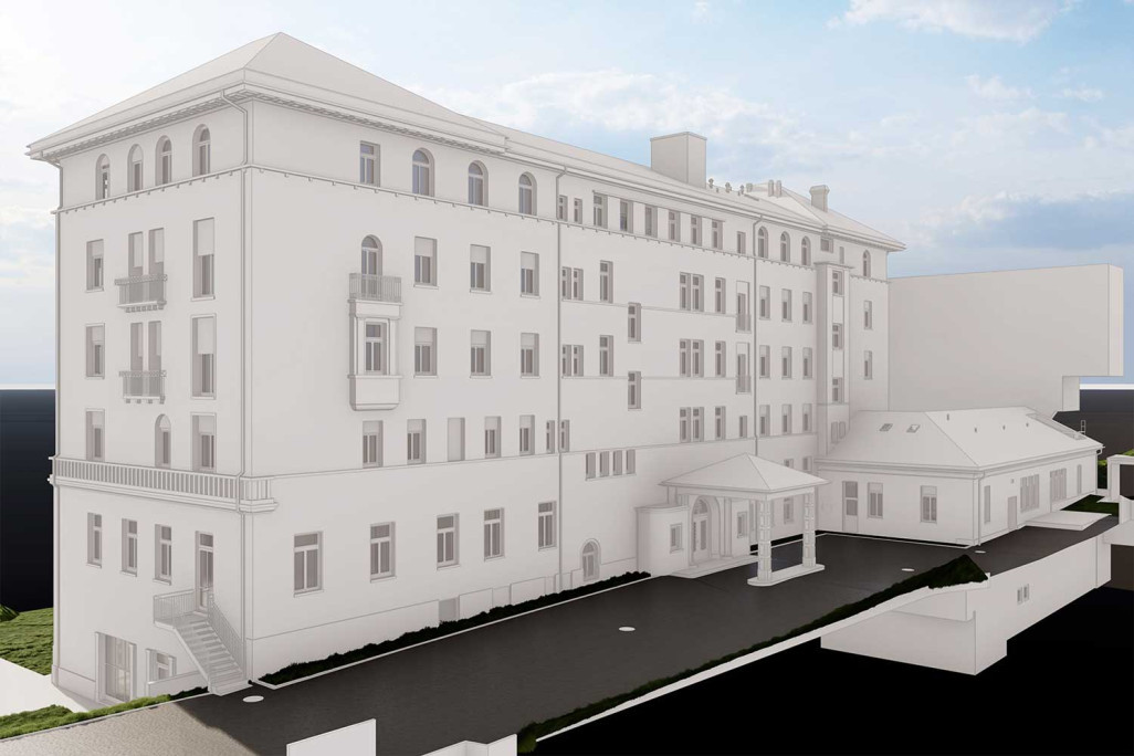 Minusio TI, modélisation 3D de l'hôtel Esplanade, HMQ AG