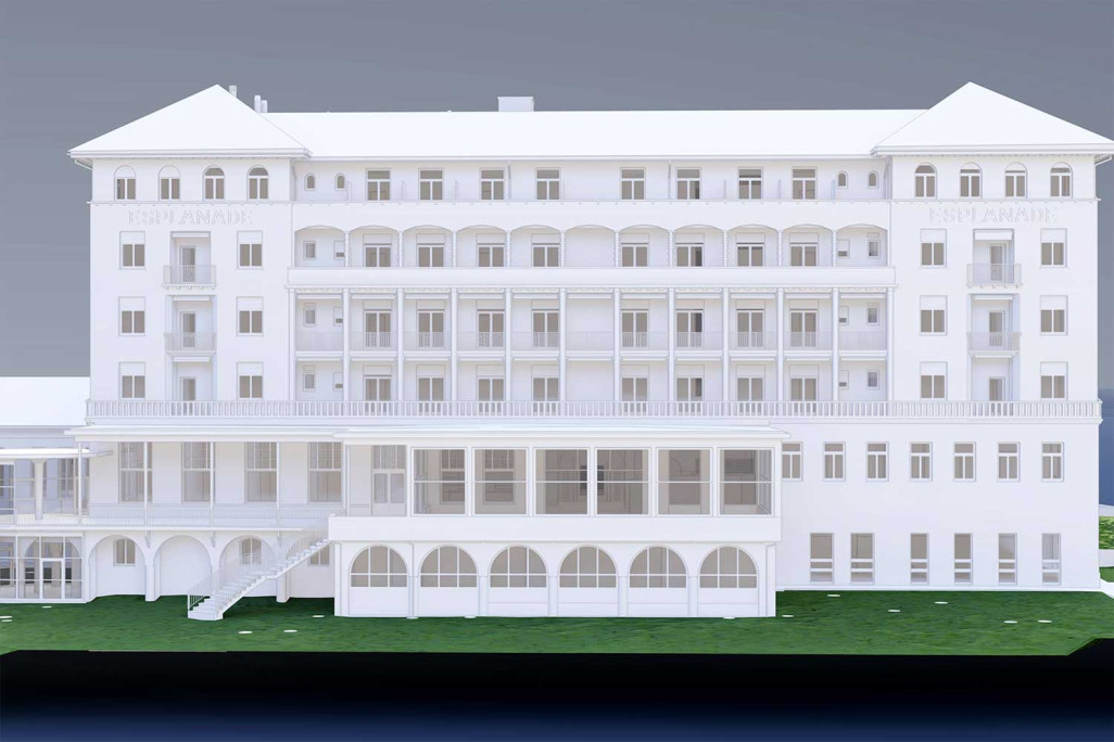 Minusio TI, modélisation 3D de l'hôtel Esplanade, HMQ AG