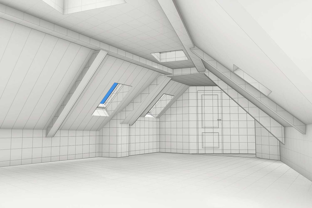 Zurich ZH, Rämiburg, modélisation 3D du grenier, HMQ AG