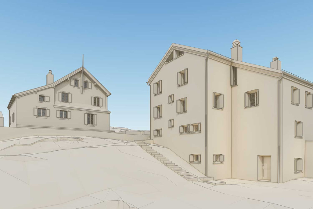 Saas-Grund VS, cabane SAC Weissmies, modèle BIM 3D, HMQ AG