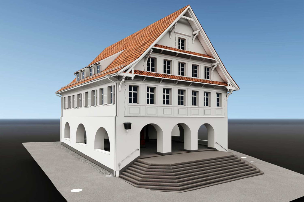 Berneck SG, mairie, vue de la façade BIM 3D, HMQ AG