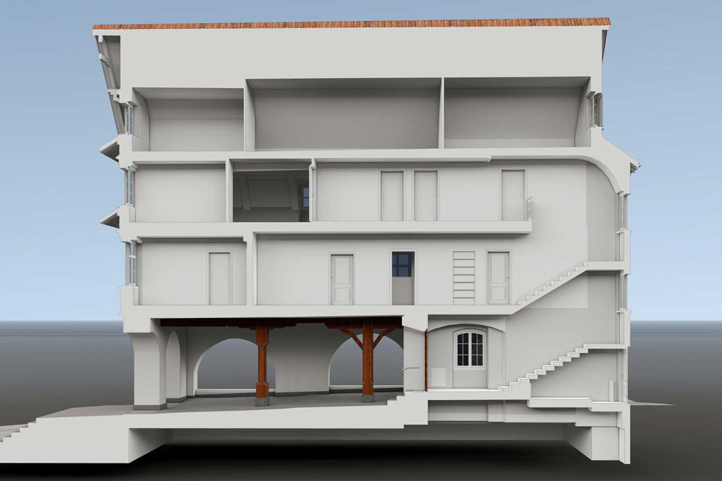 Berneck SG, mairie, coupe 3D, HMQ AG