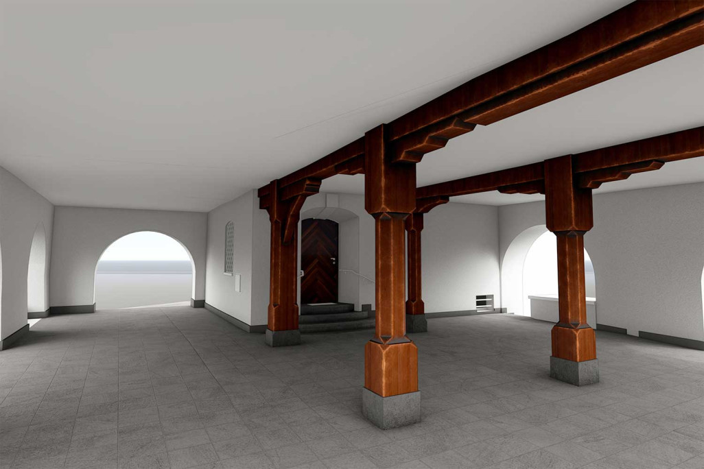 Berneck SG, mairie, poutres/piliers 3D, HMQ AG