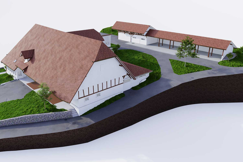Uettligen BE, ferme, relevé 3D, HMQ AG