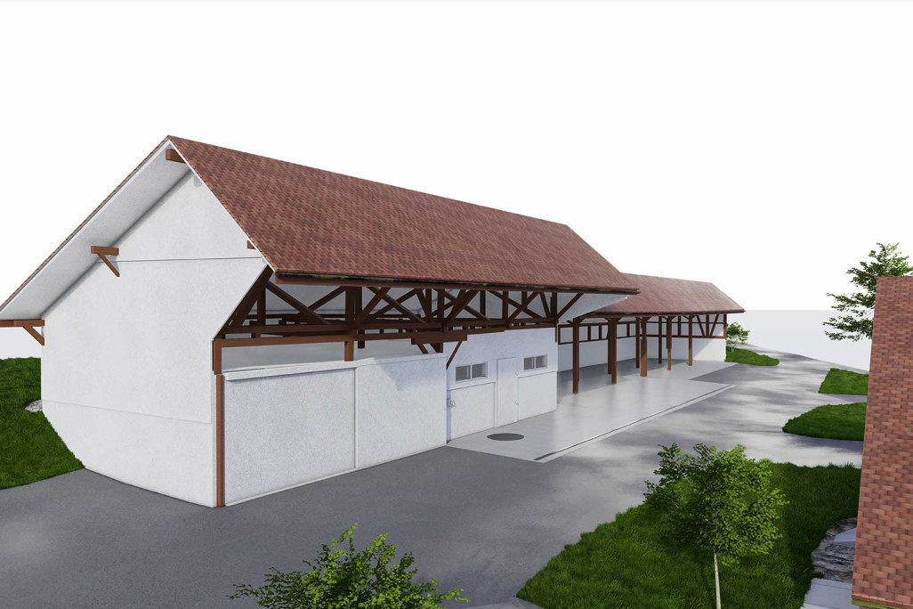 Uettligen BE, ferme, mesure du bâtiment, modèle 3D, HMQ AG