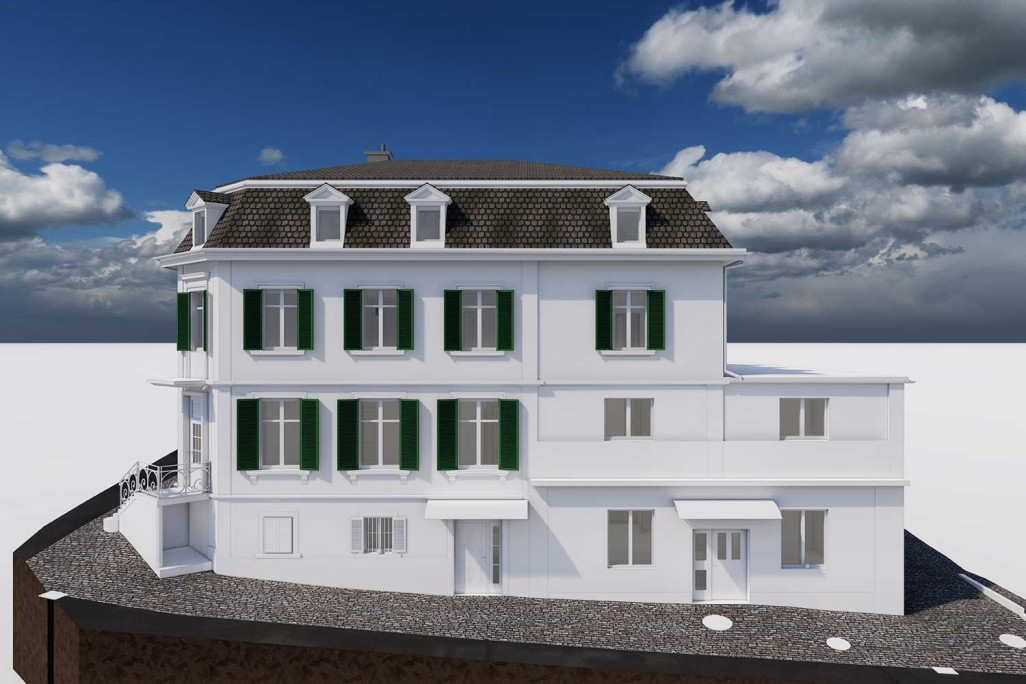 Arbon TG, immeuble collectif, relevé du bâtiment, vue 3D de la façade, HMQ AG