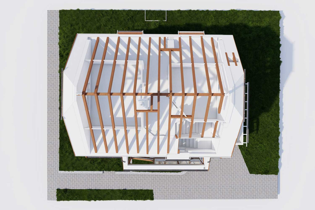 Stein AG, villa, modèle 3D de la structure du toit, HMQ AG