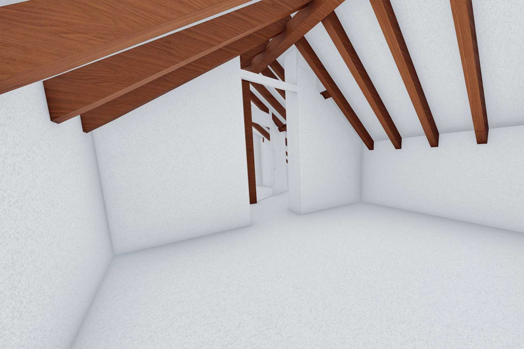 Stein AG, villa, relevé du bâtiment, modélisation 3D du grenier, HMQ AG