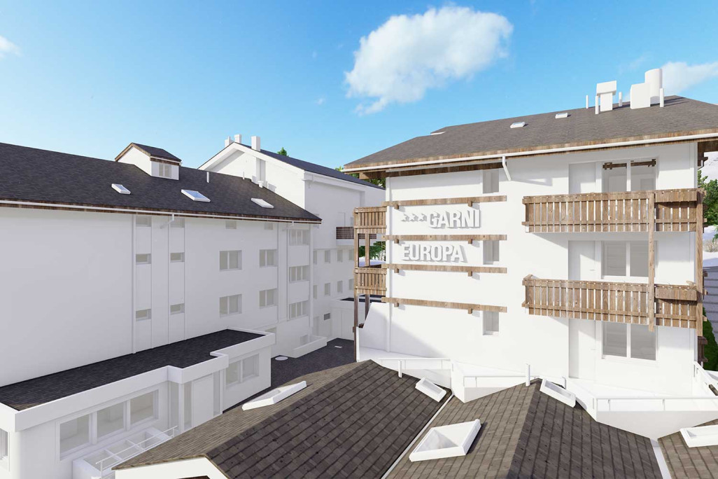 Saas-Fee VS, modèle BIM 3D de l'hôtel Europa, HMQ AG
