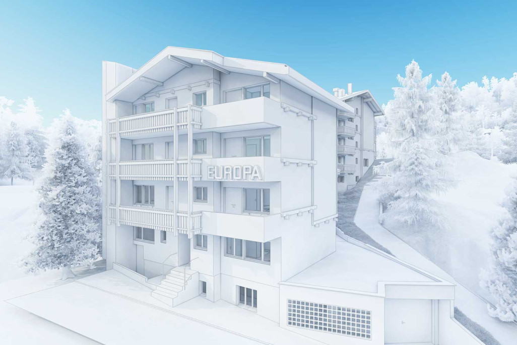 Saas-Fee VS, Hôtel Europa, relevé du bâtiment, modélisation 3D avec ArchiCAD, HMQ AG