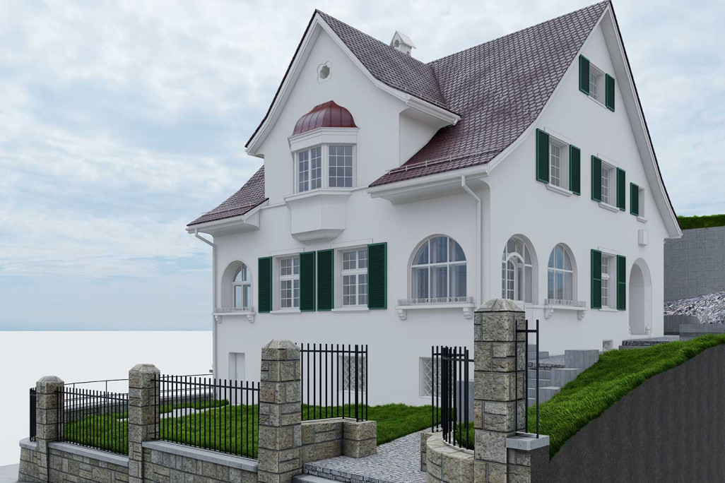 Maison de maître à Zurich, relevé du bâtiment avec modélisation 3D, HMQ AG