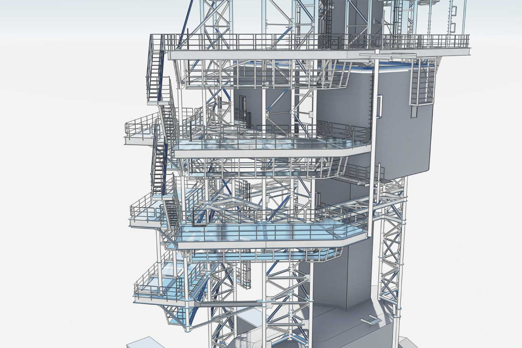 Tour d'antenne sur le Titlis, plateformes du modèle 3D, HMQ AG